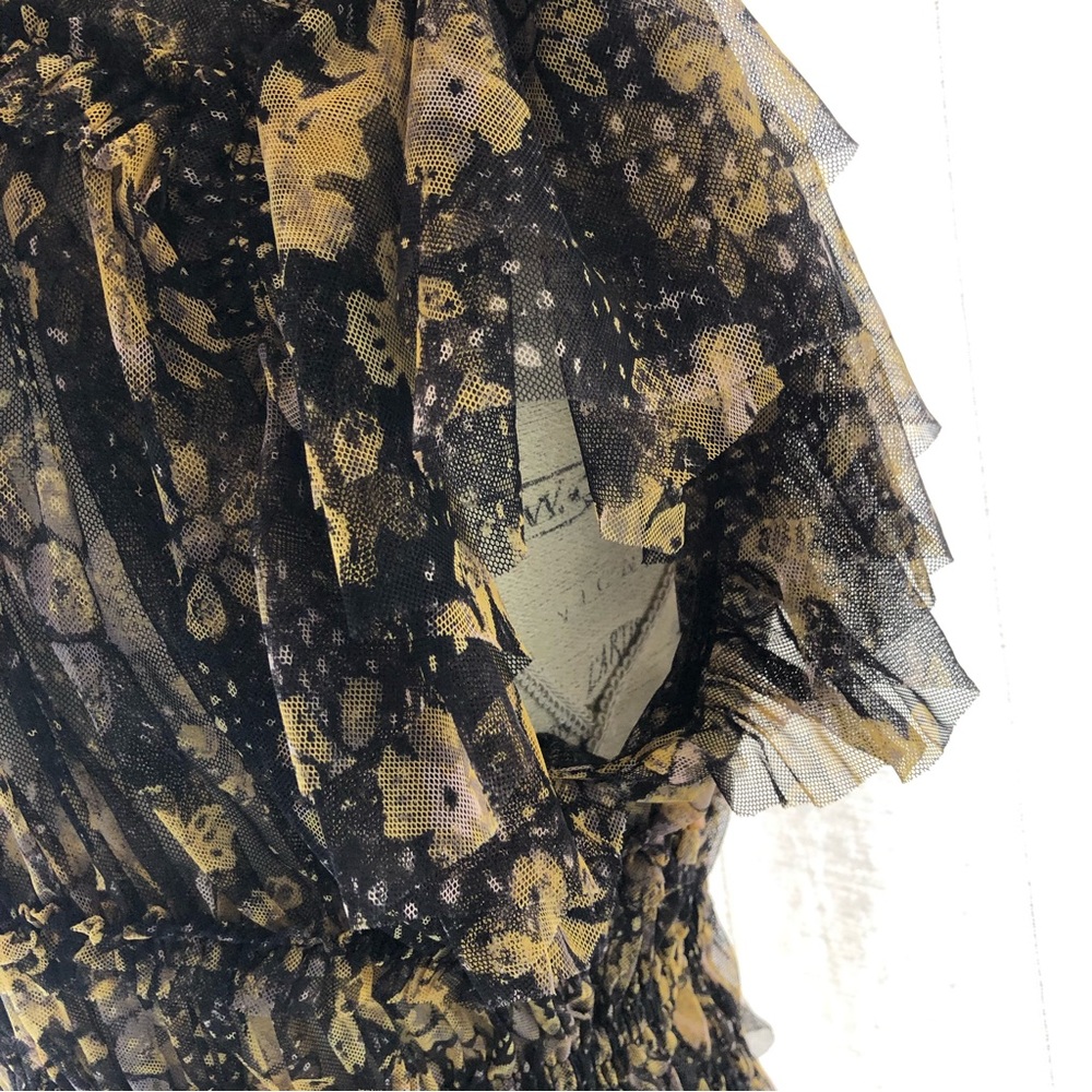 Free People Sheer Multi-colored Tulle Ruffed Crop Top Large - Picture 11 of 12